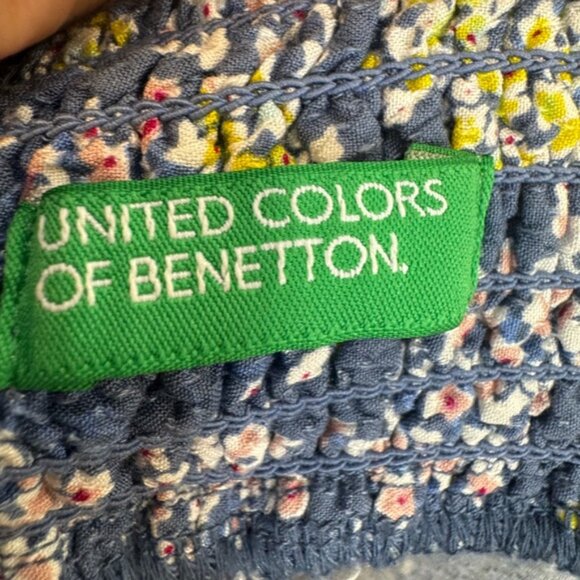 United colors of benetton Floral tiered Blue wide leg pull on pants size 11-12 - Picture 2 of 4